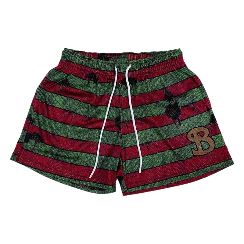 American Fashion Brand BKTSQD Sports Shorts Men's Color Matching Casual Loose Four-point Knee Basketball Shorts Cross-border