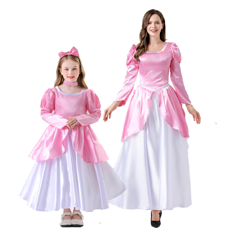 Halloween New Ariel Mermaid Princess cosplay Pink Princess Dress Stage Performance Parent-Child Costume