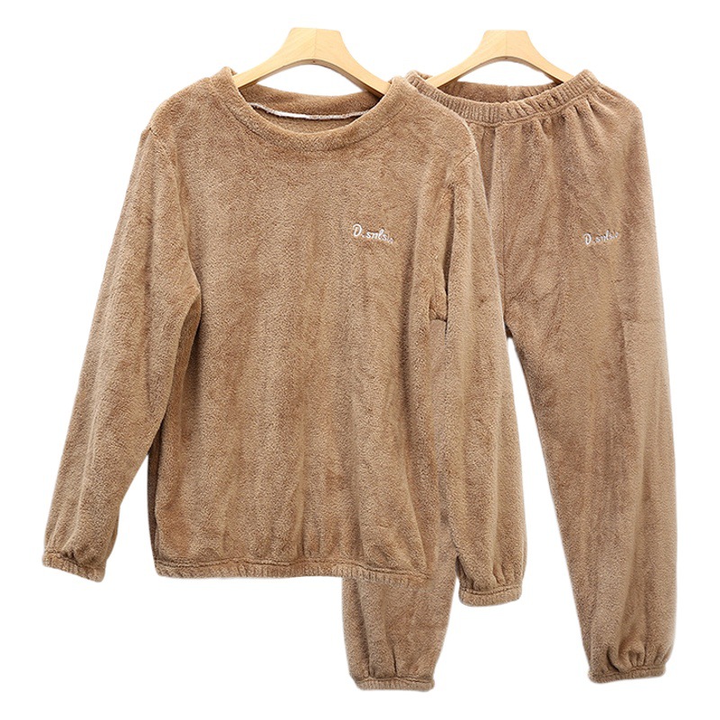 2021 autumn and winter lazy casual homewear suit coral fleece pajamas two-piece set fairy warm suit women