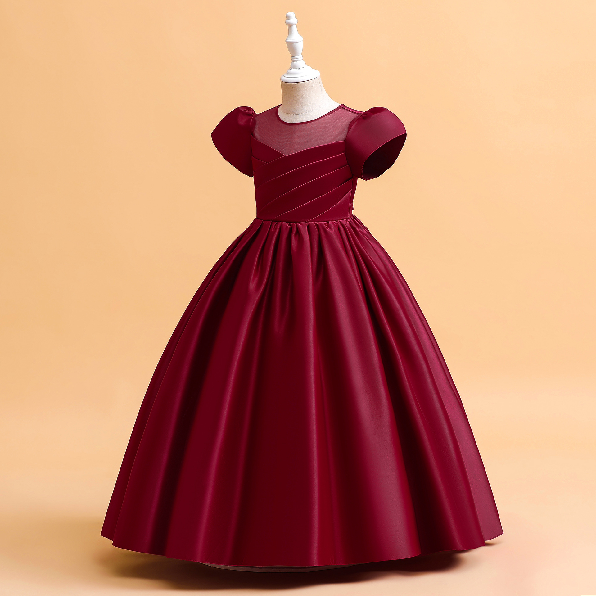 Picture of 2025 New Children's Dress Skirt Children's Satin Princess Skirt Middle and Large Children's Birthday Party Catwalk Piano Performance Costume
