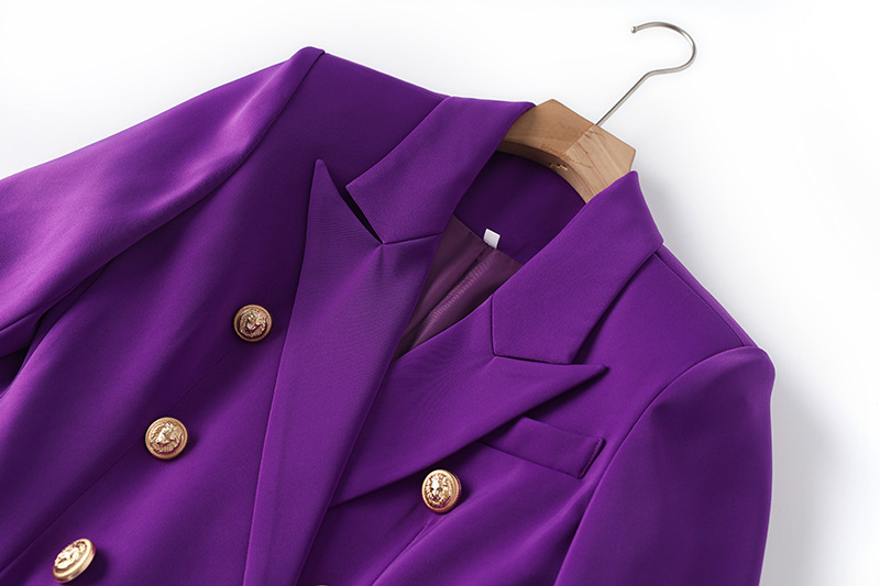 Picture of dark purple Suit Jacket Fashion Commuter suit B Buckle Skirt OL Skirt Long Sleeve Suit Double-breasted New Style