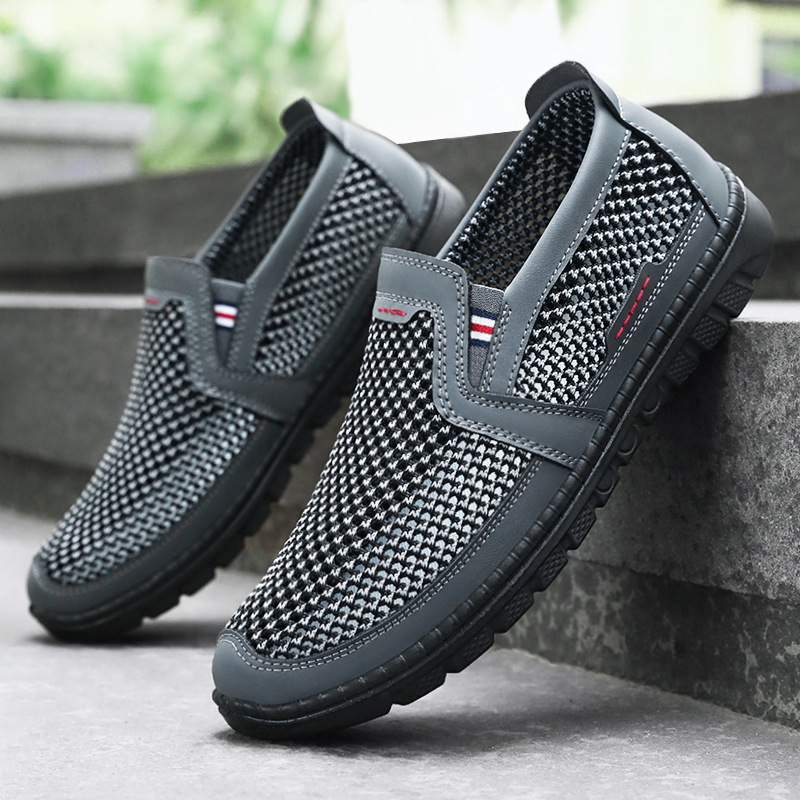 Shoes Men's Summer New Mesh Men's Shoes Polyurethane Light Old Beijing Cloth Shoes Middle-aged and Old plus size Dad Shoes