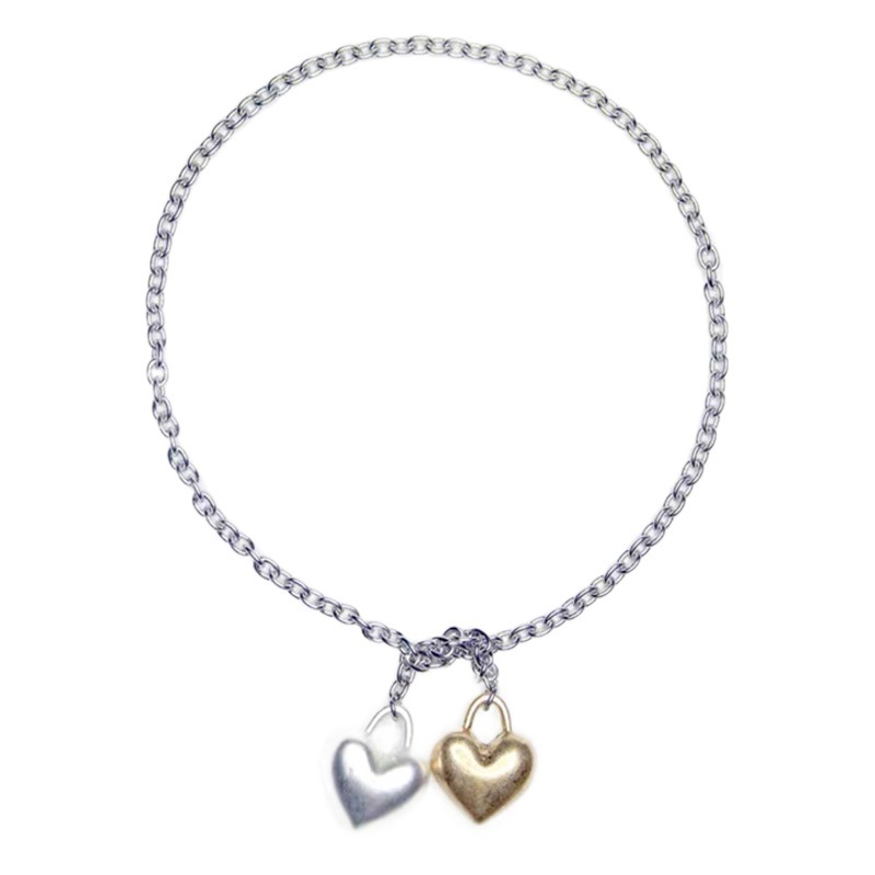 2022 new European and American high-grade metal fashion Joker chain double love pendant necklace clavicle chain spot