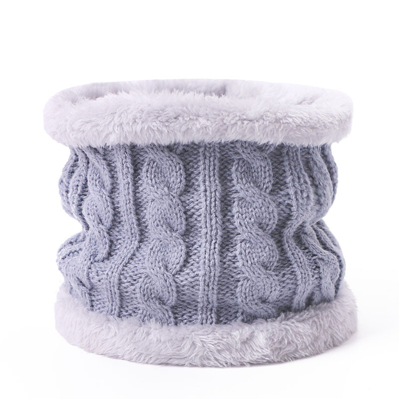 Picture of Winter Children's Neck Hat Two-Piece Pompom Baby Baby Knitted Hat Warm Wool Fleece-Lined Thickened Neck Set