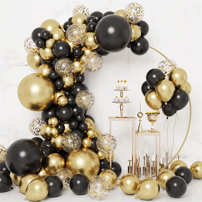 Cross-border party balloon chain arch suit balloon decoration background layout black gold birthday theme scene balloon