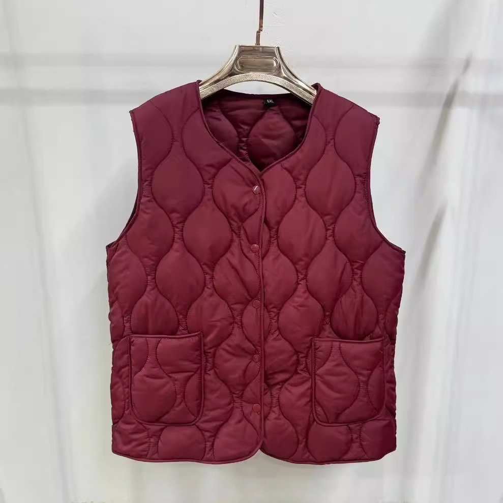 Picture of Women's Vest, Warm Inner Layer, Textured Solid Color, Plus-Size down Cotton, Middle-Aged Mom, Lightweight and Warm