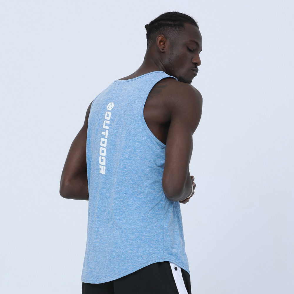 Picture of Summer Men's Running Training Sleeveless Quick-drying Clothes Sports Fitness Ice Silk Thin Loose Vest Top in stock Print
