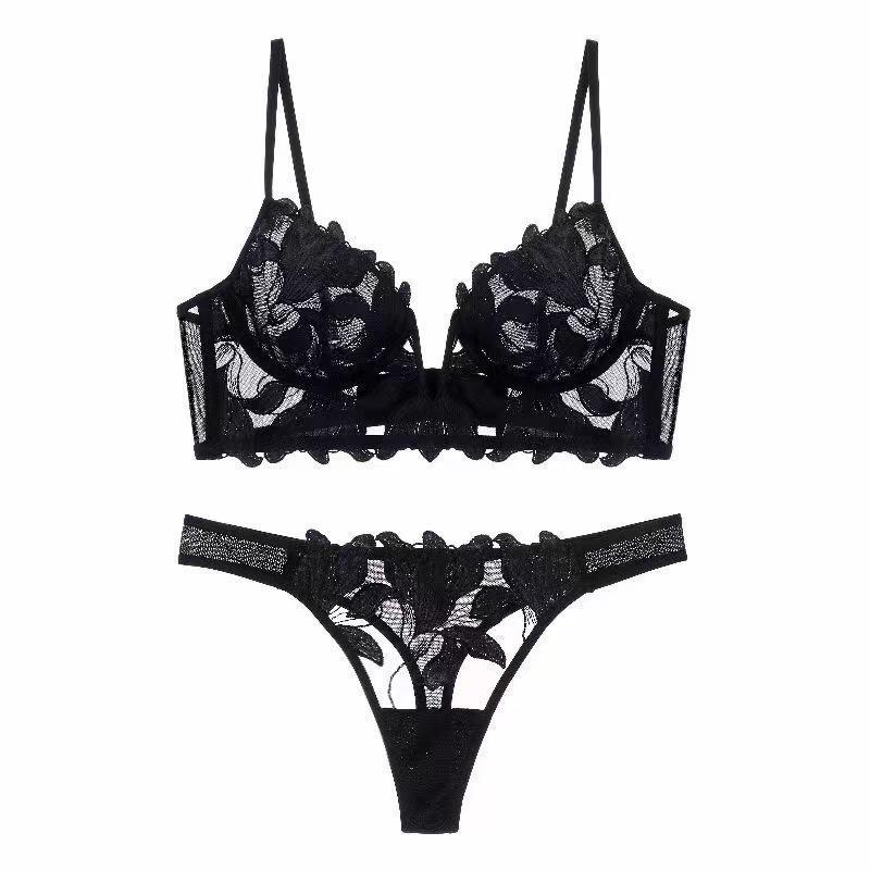 Picture of Sexy Intimates Embroidered Lace Deep V Bra Push-Up Sexy Bra Lace Summer Ultra-Thin Suit Bra