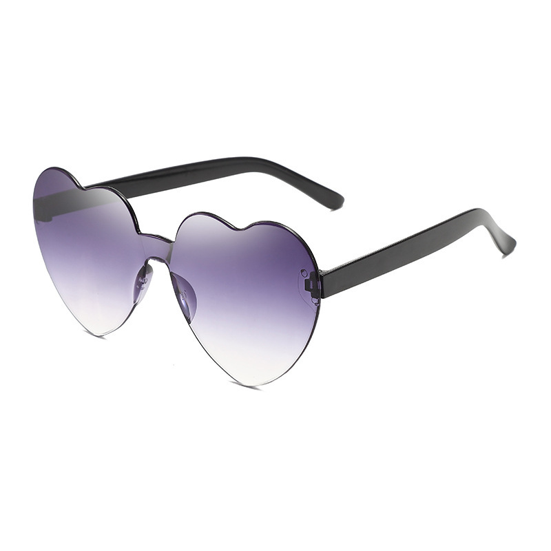 Picture of New love sunglasses jelly color frameless heart-shaped conjoined glasses dazzling color heart sunglasses