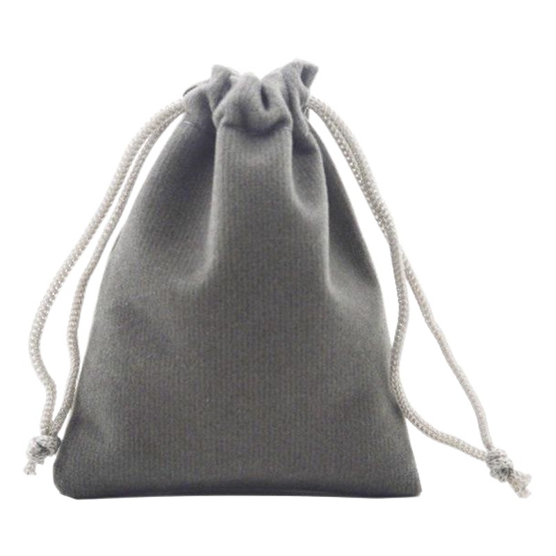 Grey Drawcord Fleece Bucket Jewelry Jewelry Bag Flocking Headphone Storage Bag Printable logo Spot