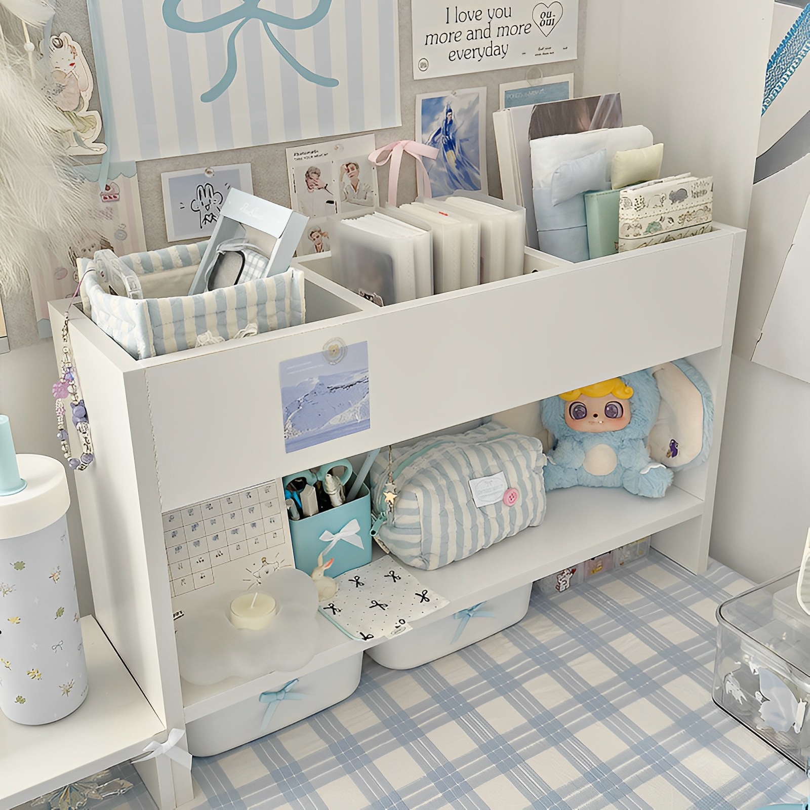 INS Style Girly Bookshelf Desktop Storage Rack Multi-layer Storage Rack Dormitory Desk Stylish Makeover Tool