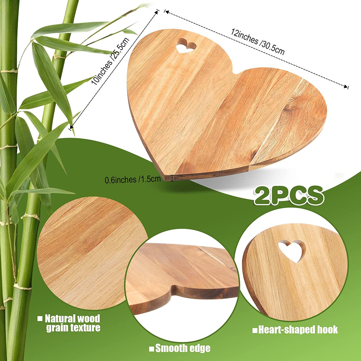Wooden cutting board household love shape cutting board Bamboo sticky board modern simple household storage vegetable and fruit cutting board