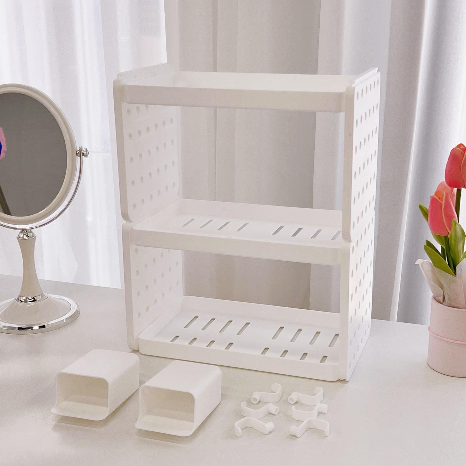 Picture of Tengyi Premium Desktop Double-Layer Storage Rack Non-Print Wind Cave Board Hook Pen Holder Office Storage Finishing Rack