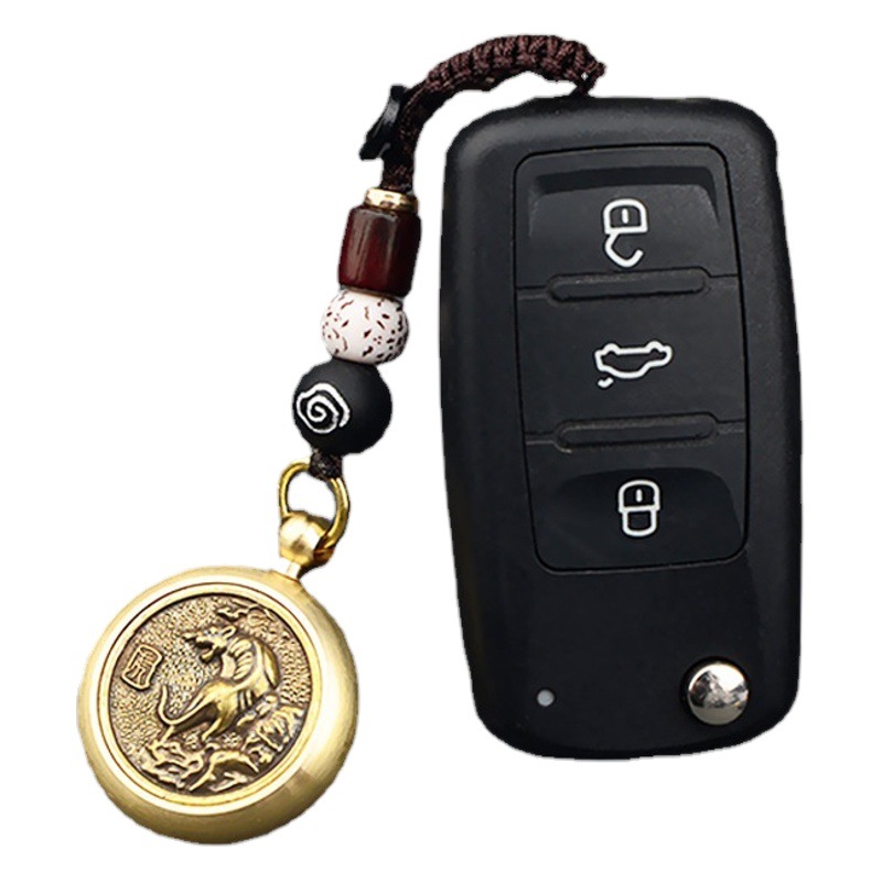 Running Zhao Mi Zodiac Rotating Handle Pendant Copper Play Decompression Artifact Keychain Play Pendant
