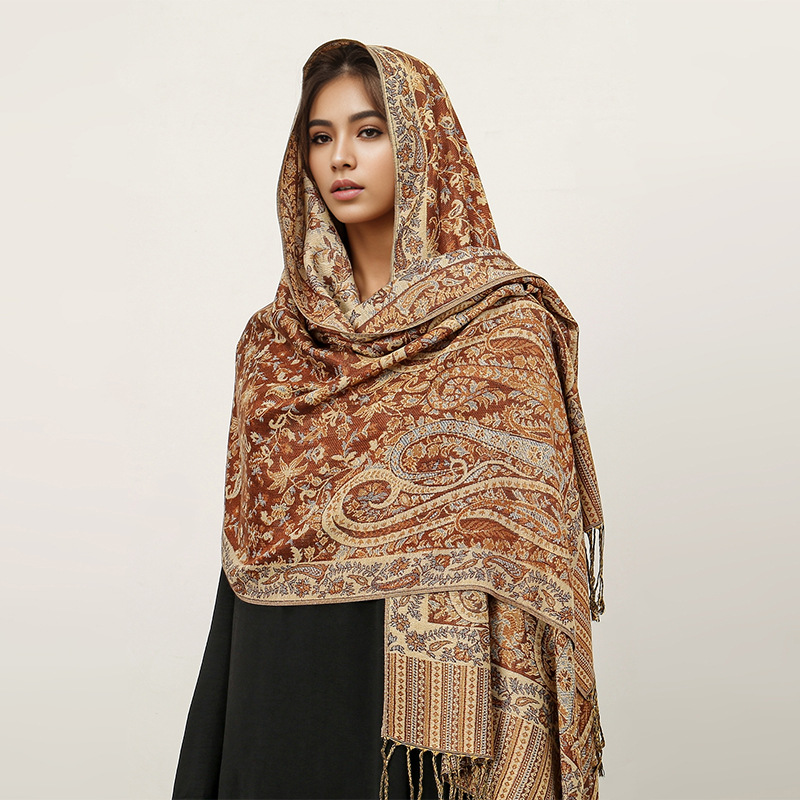 Picture of 2025 Cross-Border New Imitation Cashmere Scarf Ethnic Style Scarf Shawl Cashew Flower Accessible Luxury High-End Tassel Scarf