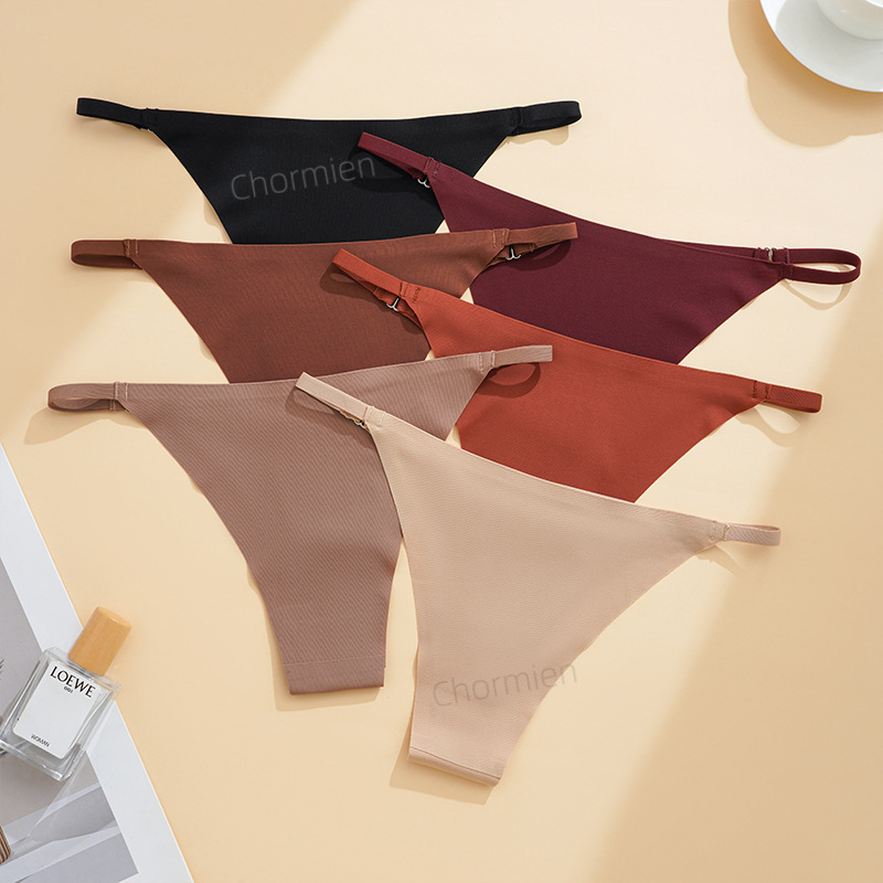 Sports Yoga Female Sexy Style Ice Silk Underwear Women's Low-Waist Seamless Underwear Cross-Border European and American Large Size T-Shaped T-Pants
