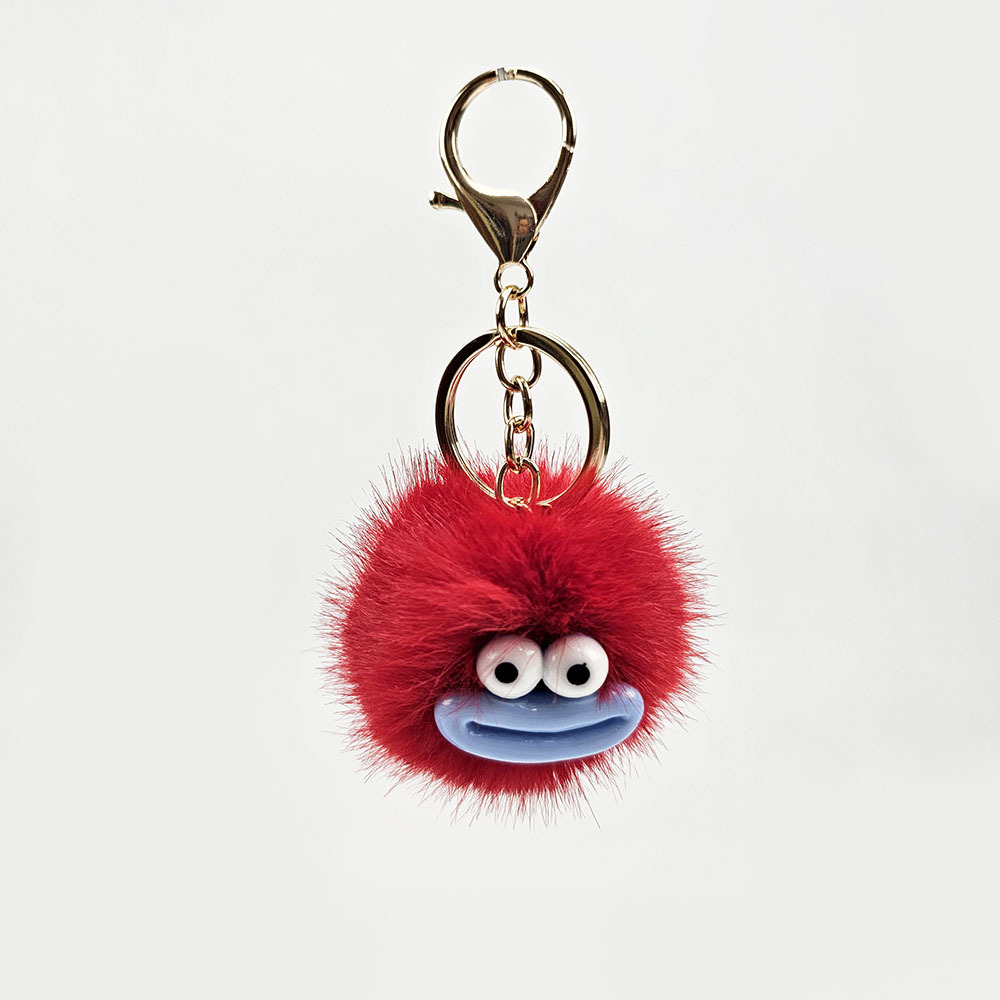 Factory cute sausage mouth imitation mink fur ball pendant fun couple girlfriends keychain funny