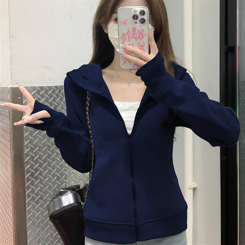 navy blue Yoga Clothing Sports Women's Sweatshirt Small Spring and Autumn 2025 New Slim-fit Slimming Casual Zipper Cardigan