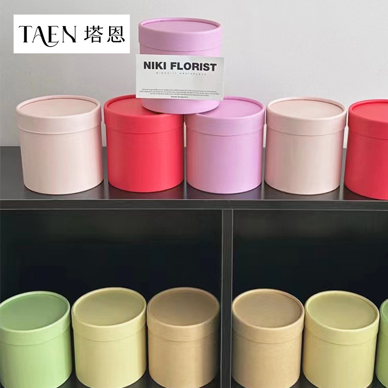 Mini Flower Hug Bucket Flower Arrangement Bucket Silver Small Round Bucket Companion Gift Box Bouquet Packaging Material Wholesale DIY