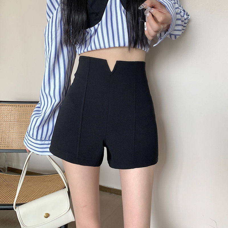 2024 Summer Thin plus size Korean Style New Irregular V-Shapes Super Slim-Fit Shorts Spice Girls High Waist Slimming Hot Pants