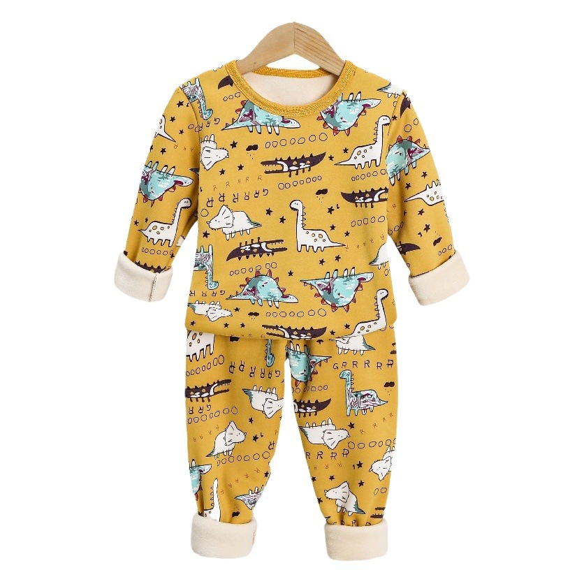 Children's thermal underwear children's clothing fleece-lined thickened suit boys' autumn clothes long pants girls' winter clothes bottoming two-piece suit fashion