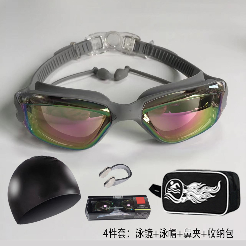Picture of in stock 2025 new swimming goggles wholesale adult anti-fog plating swimming glasses waterproof silicone swimming goggles suit