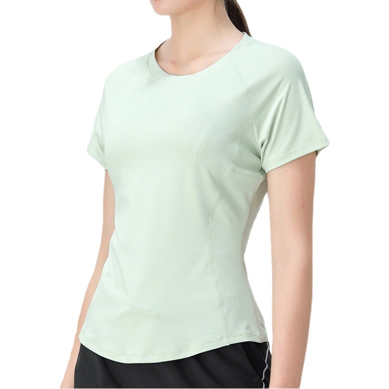 Women's Slim Yoga Wear Short Sleeve Round Neck Sports T-Shirt Breathable High Elastic Quick Dry Running Fitness Clothes Sports Casual