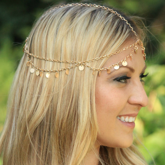 Picture of Aliexpress Hot-Selling European and American Foreign Trade New Style Street Style Super Shiny Sequin Wave Tassel Chain Headband A048