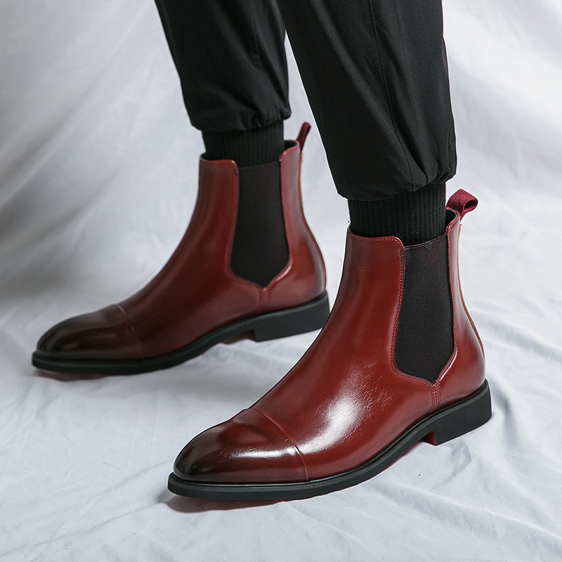 Autumn and Winter European and American High-top Martin Boots Trendy Southeast Asian Pointed Ankle Boots Chelsea Boots Men's British Leg Leather Boots