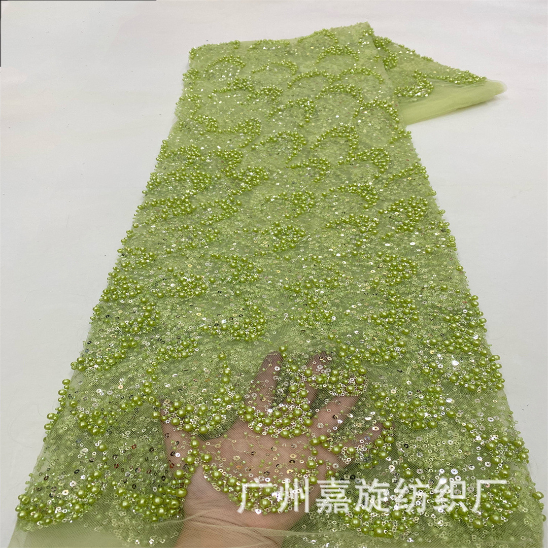 New Retro Fish Scale Sequin Beads Lace Fabric Wedding Dress Evening Dress Dress Accessories France Lace