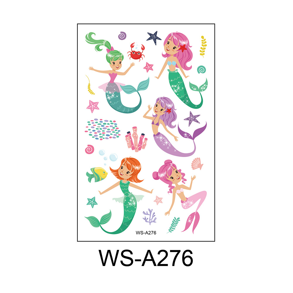 Picture of Cross Border Waterproof Sweat Tattoo Children Cartoon Dream Party Princess Theme Stickers suit Mermaid Tattoo Stickers
