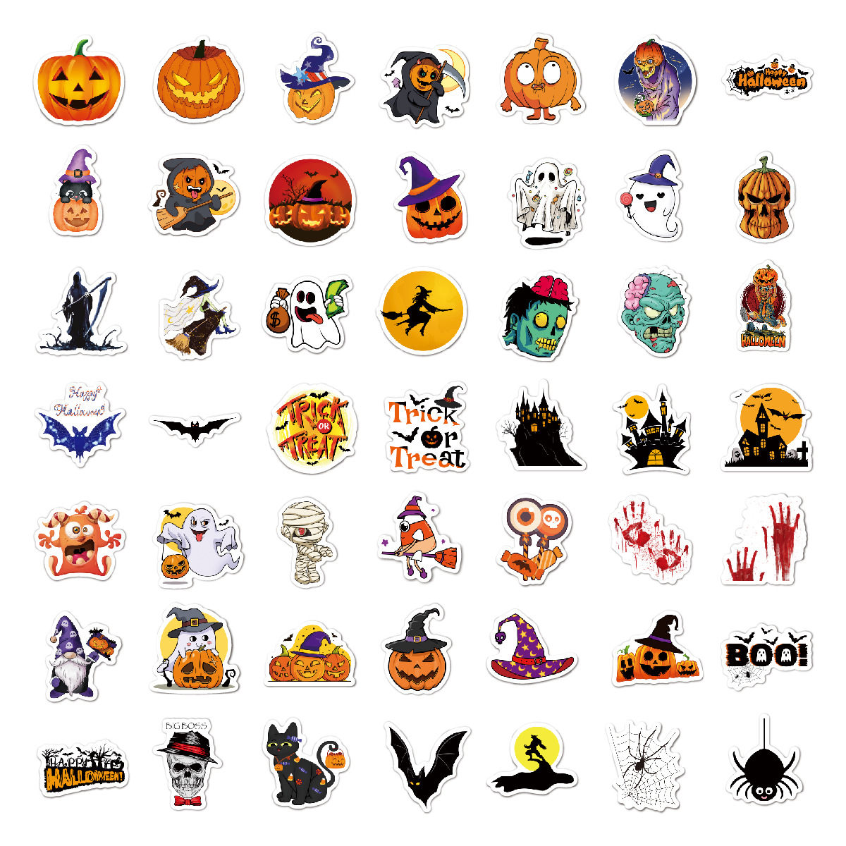 Picture of Halloween Stickers 2025 Holographic Laser Suitcase Water Cup Holiday Party Decoration Halloween Waterproof Stickers