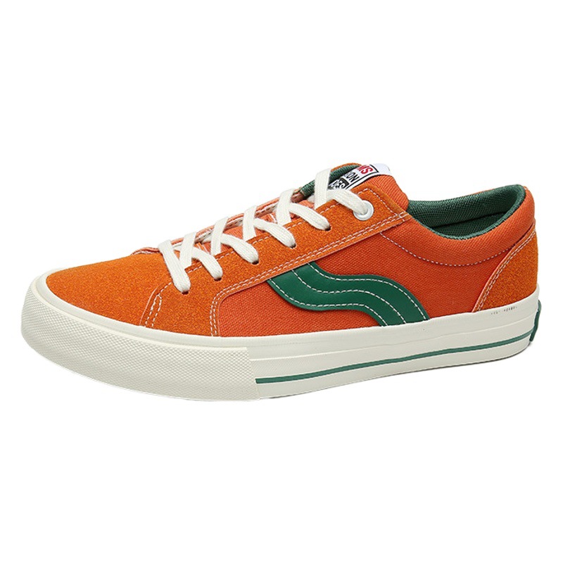 Spring and Autumn Retro Dirty Orange Couple Board Shoes New Breathable Canvas Shoes Men's Trendy Casual Shoes Men's Skate Shoes