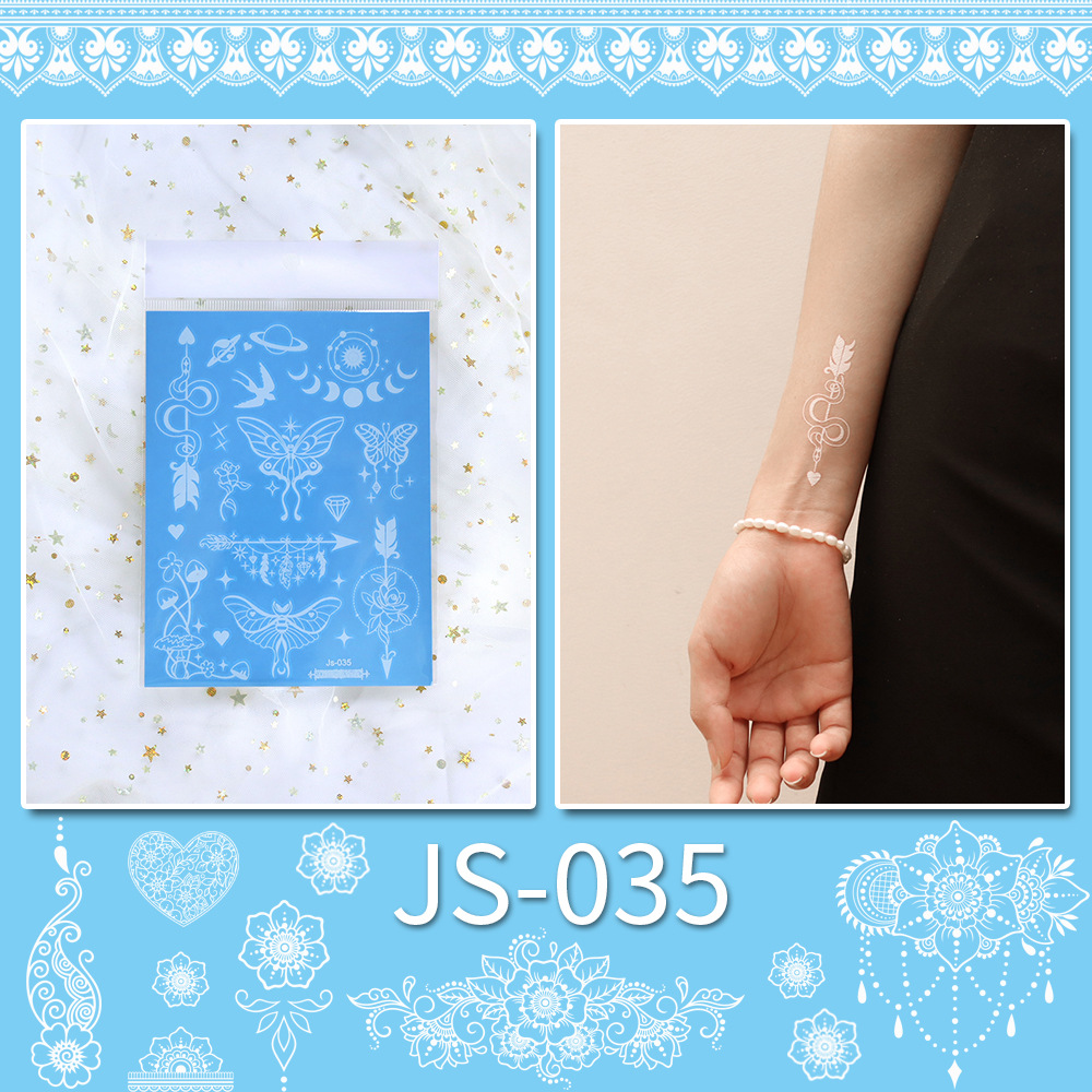 Picture of New Cross-border Source White Tattoo Sticker Personalized Face Sticker Henna Hand-painted Sticker Collarbone Sticker Disposable Tattoo