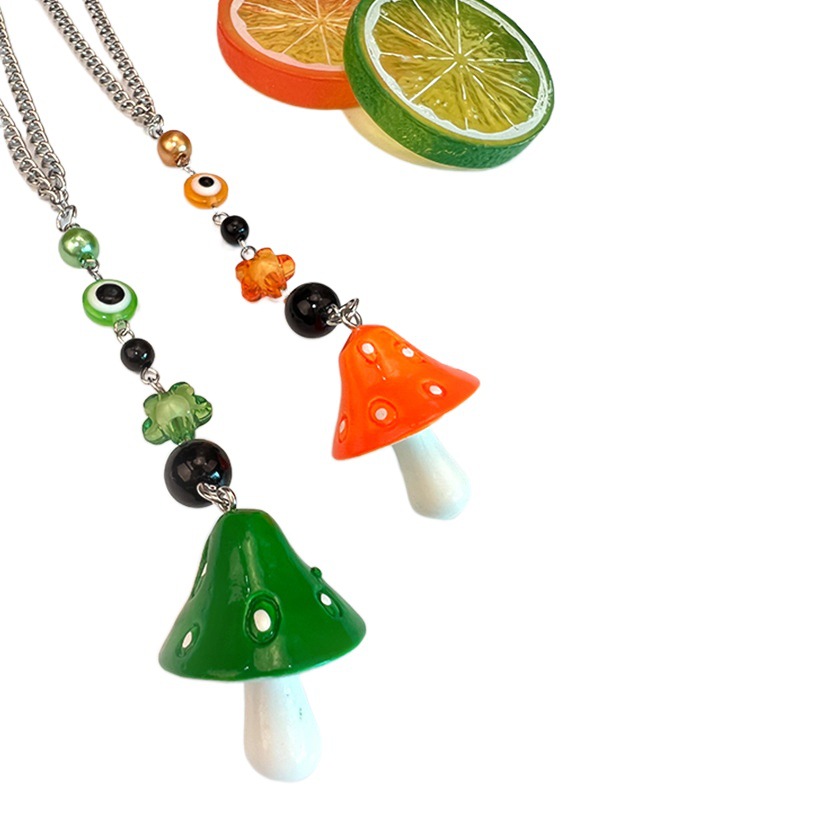 2022 New Korean Creative Mushroom Pendant Multi-use Jewelry Devil's Eye Keychain Pearl Bag Pendant