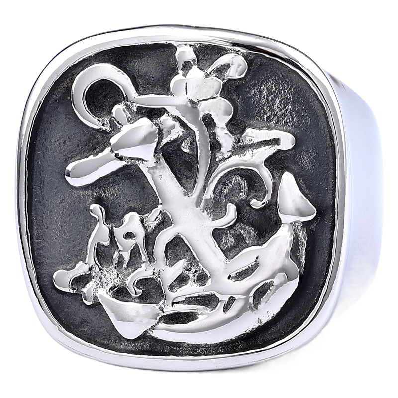 Cross-border in stock ring men's personality punk retro trend street photography does not fade stainless steel ring can be a generation