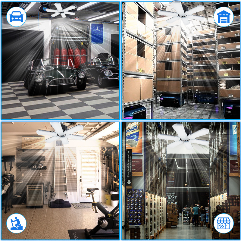 Picture of SOURCE Factory cross-border new led garage light deformation folding 6 leaf light warehouse workshop ceiling lighting mining lamp