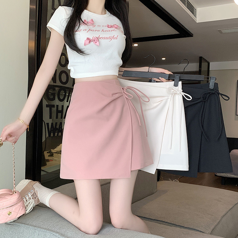 2025 Suit Pleated Skirt Summer New High-Waist Slimming A-Line Skirt to Cover the Flesh