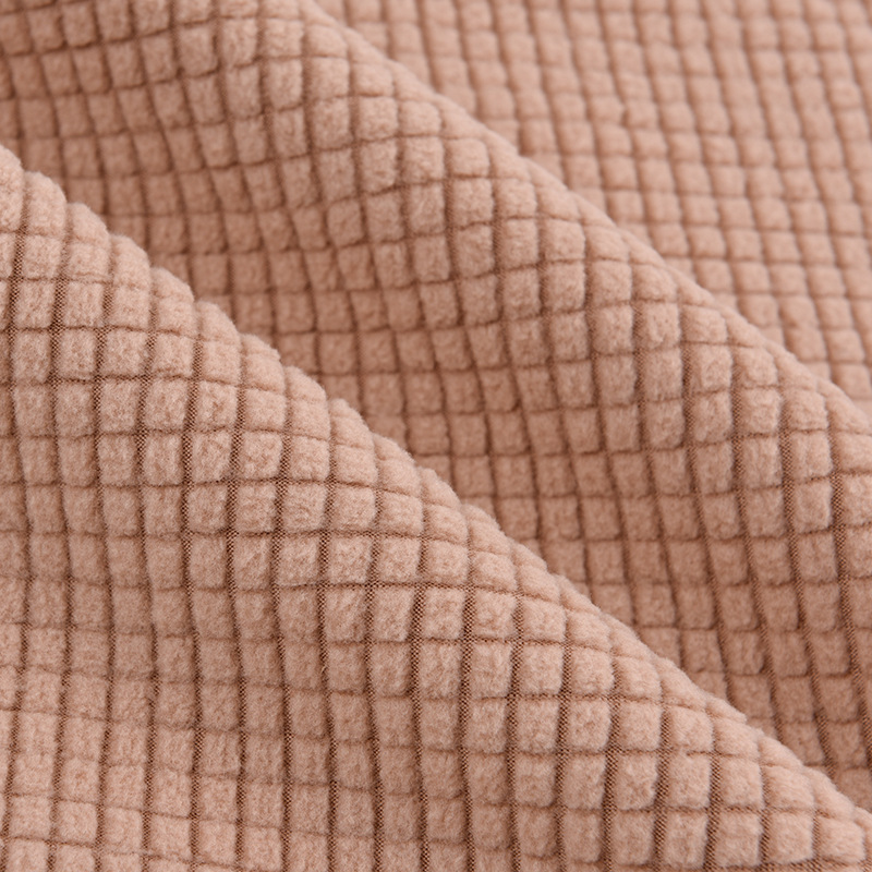 Picture of in stock pineapple plaid fleece sofa cover fabric wholesale waffle corn grain plaid jacquard flannel fabric