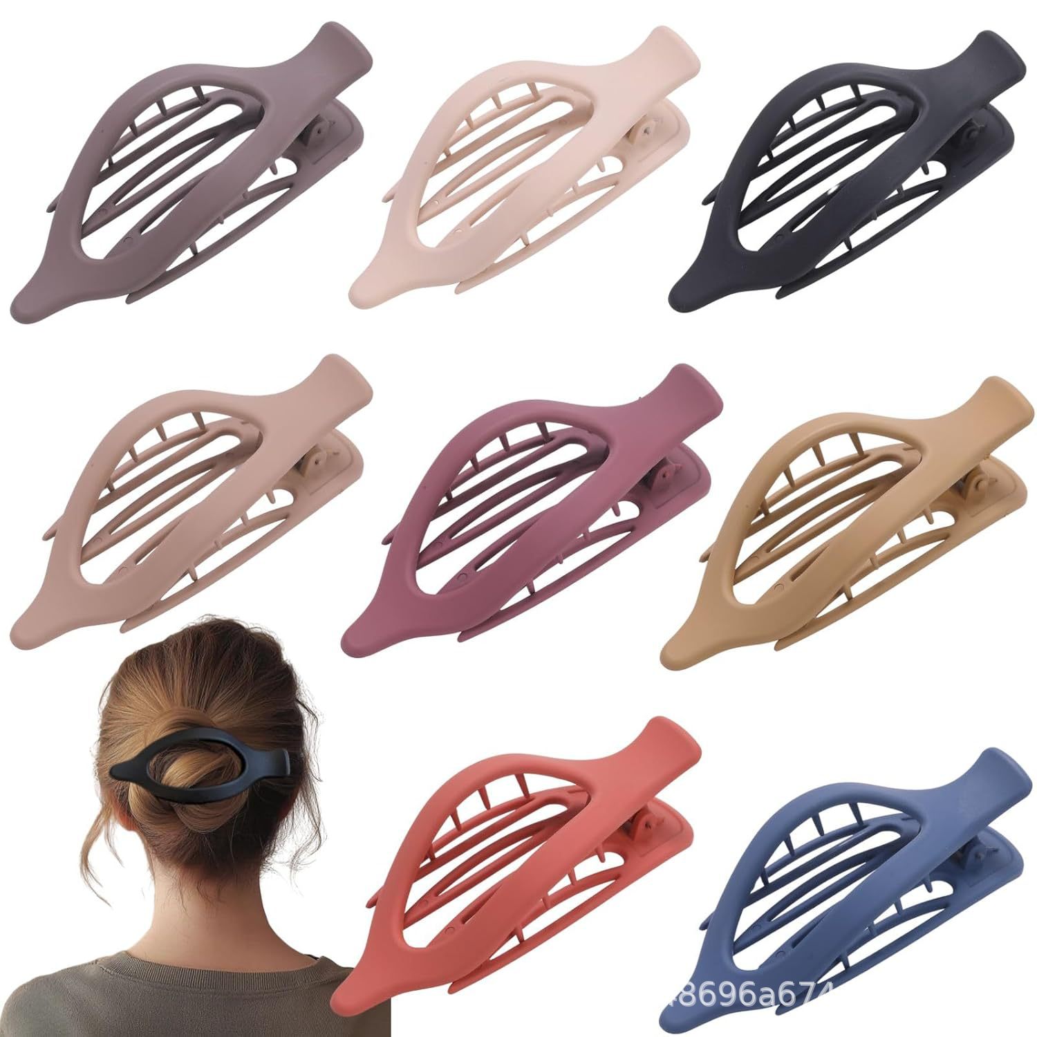 Cross-Border Large Flat Duckbill Clip Oval Hair Claw Clip European and American Fashion Back of the Head Claw Clip French Matte Hair Accessory