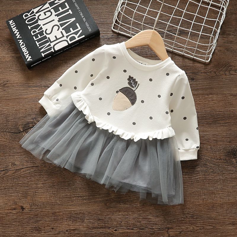 Picture of Girls' Dresses, Autumn Clothes, Baby Kidsren's Long-Sleeved Sweatshirt Dresses, New Style Gauze Skirts, Kidsren's Baby Girl Princess Dresses