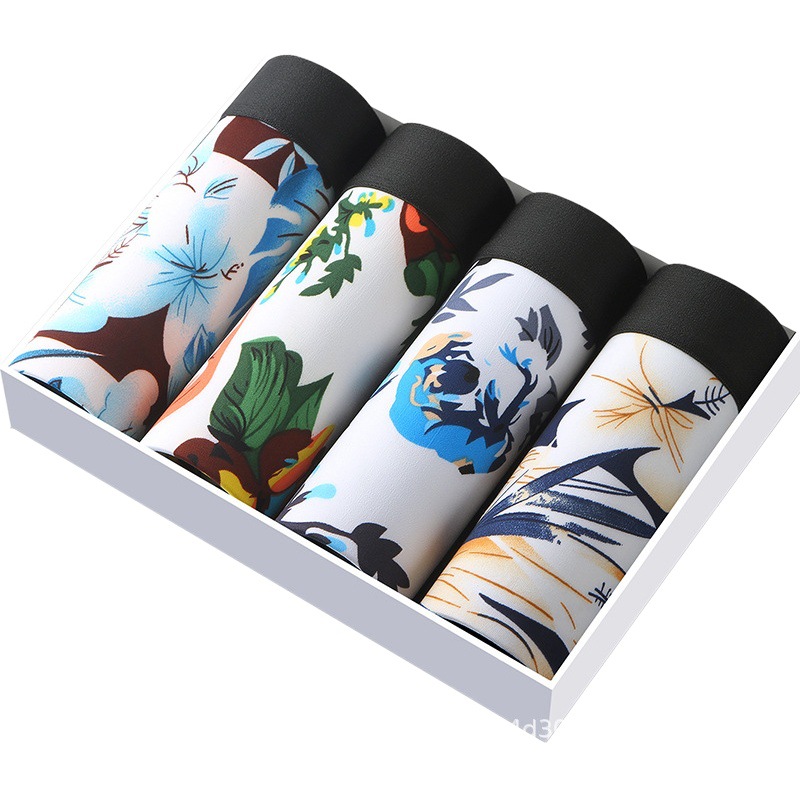 Ice Silk men's underwear wholesale men's boxers ultra-thin breathable personality trendy boxer shorts head Summer