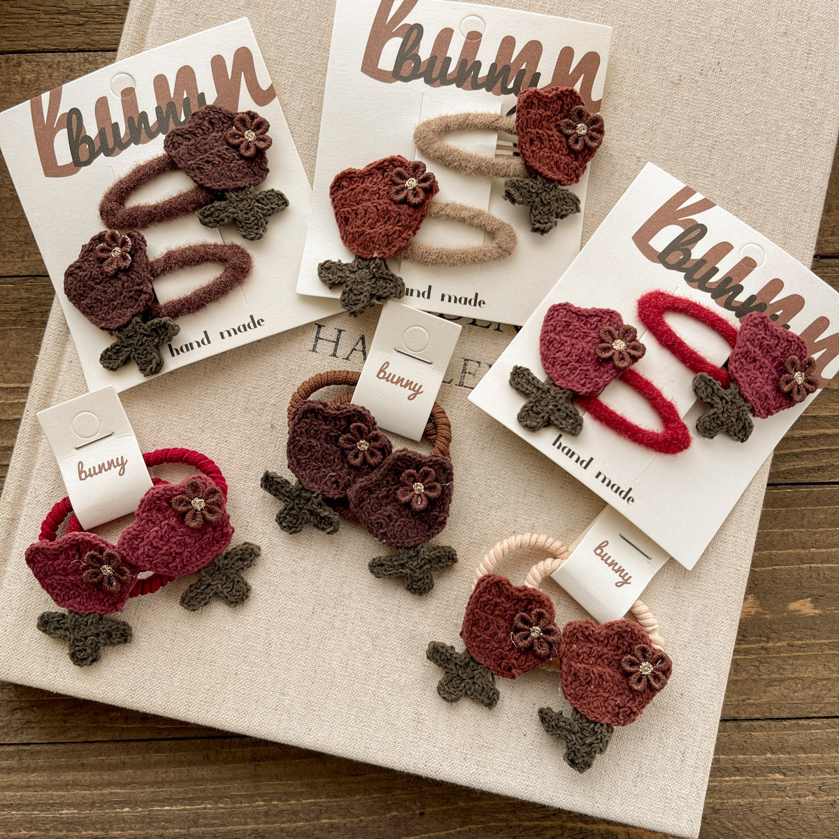Autumn and Winter New brown Flower Rose Children's BB Clip Simple All-match Girl's Hair Rope Hair Accessories Hair Clip