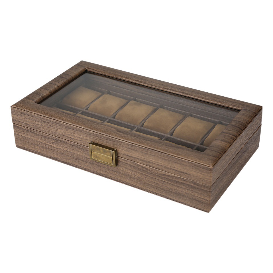 Carbon fiber 12 spot woven grain storage display box watch box retro wood grain watch storage box