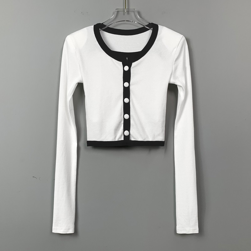 Picture of Korean Spring and Summer New Style Slim and Comfortable Elegant Figure-Showing Sling + Shoulder Pad Long-Sleeved Cardigan Short Two-Piece Set for Women