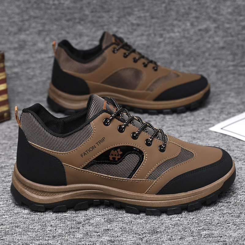 Men's workwear breathable warm shoes plus size men's casual shoes simple and versatile hiking shoes fleece sneakers for men