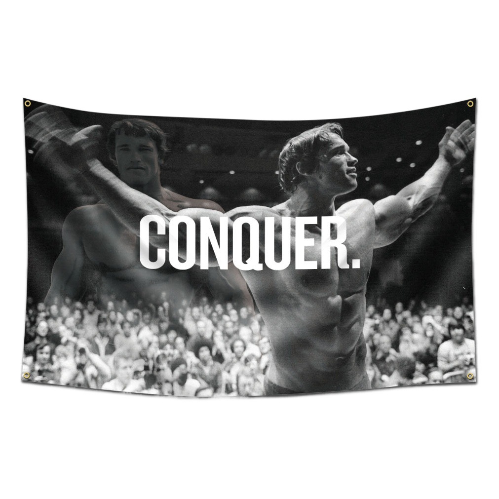 Schwarzenegger Conquer Pose Gym Lifting Flag 90 * 150cm 3 * 5ft Flag
