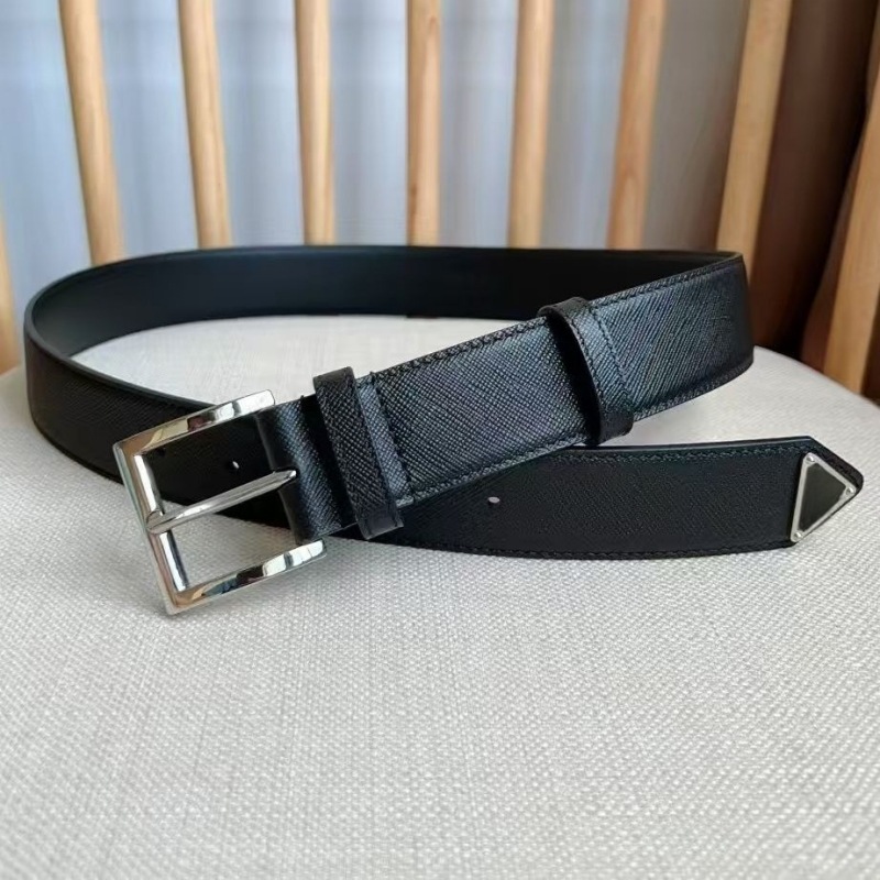 New Triangle Belt Men's High-End Letter Home P Belt Casual Versatile Suit Pants Belt Pin Buckle Belt