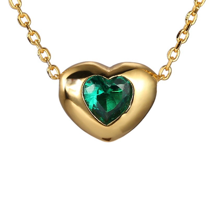 s925 sterling silver heart-shaped gemstone necklace for women simple INS niche design high-grade clavicle chain N1010