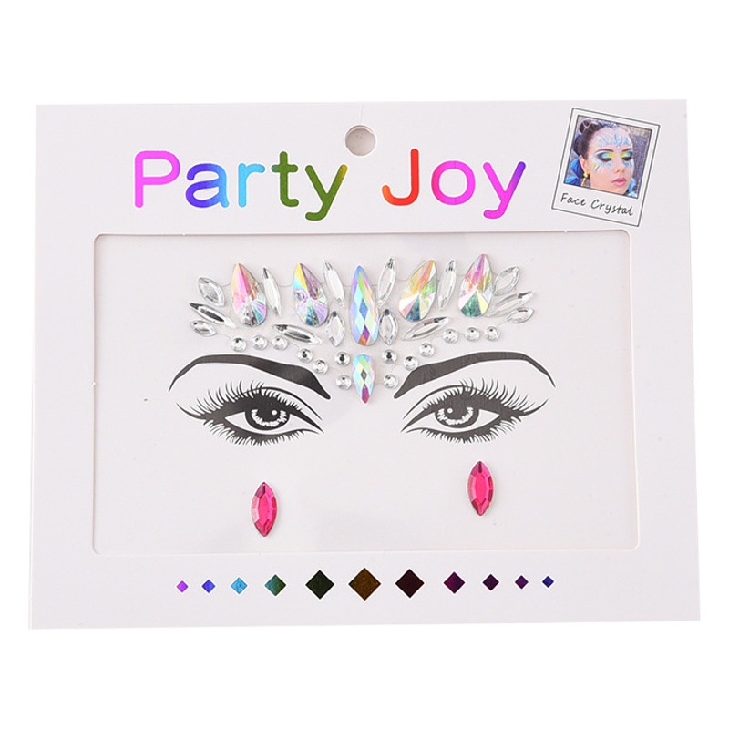 Cross-Border Hot Selling Spot Acrylic Face Stickers Diamond Forehead Stickers Prom Performance Eyebrow Stickers Diamond Stickers Jewelry Wholesale